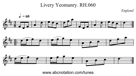 Livery Yeomanry. RH.060 - staff notation