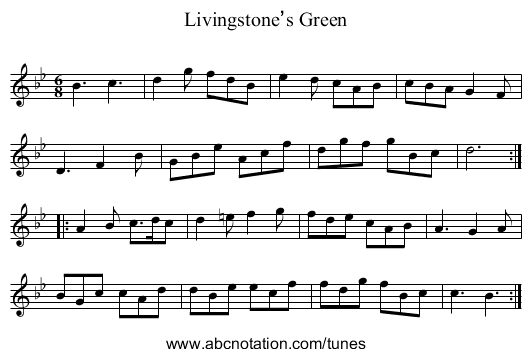 Livingstone’s Green - staff notation