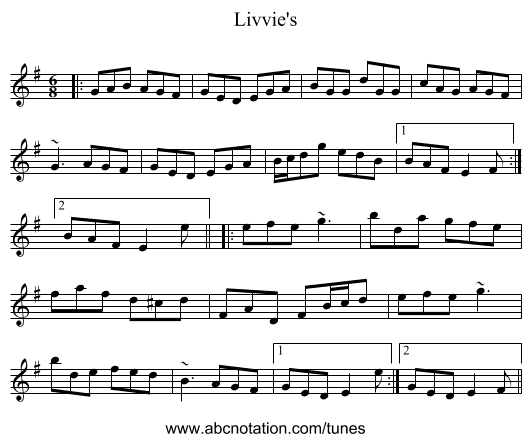 Livvie's - staff notation