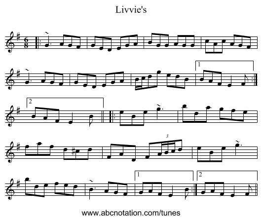 Livvie's - staff notation