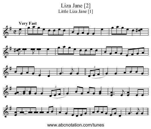 Liza Jane [2] - staff notation