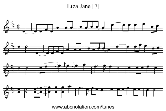 Liza Jane [7] - staff notation