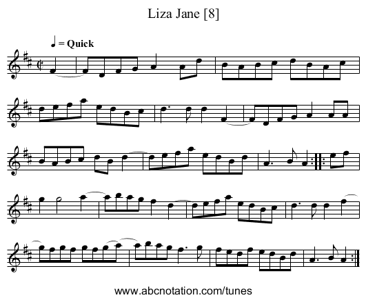 Liza Jane [8] - staff notation