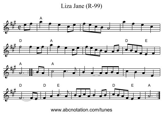 Liza Jane (R-99) - staff notation
