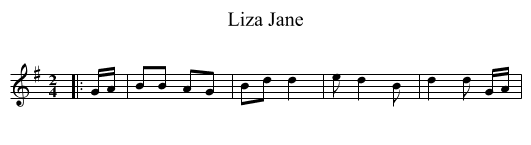 Liza Jane - staff notation
