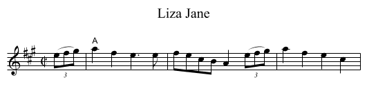 Liza Jane - staff notation