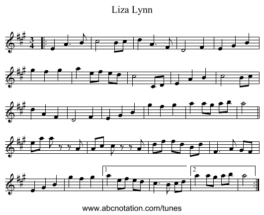 Liza Lynn - staff notation