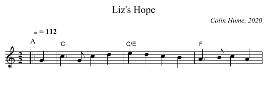 Liz's Hope - staff notation
