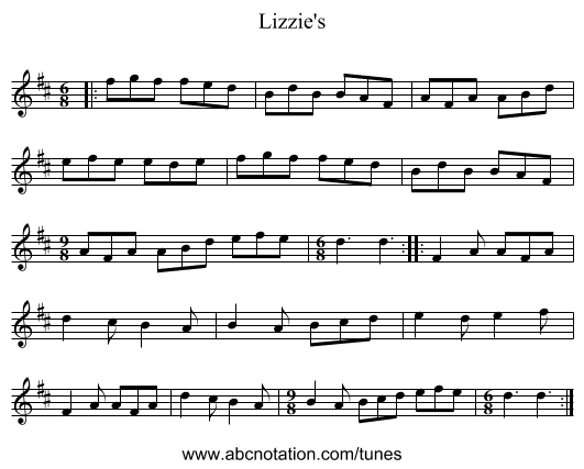 Lizzie's - staff notation