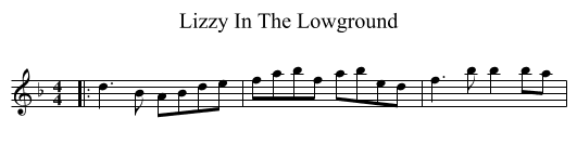 Lizzy In The Lowground - staff notation