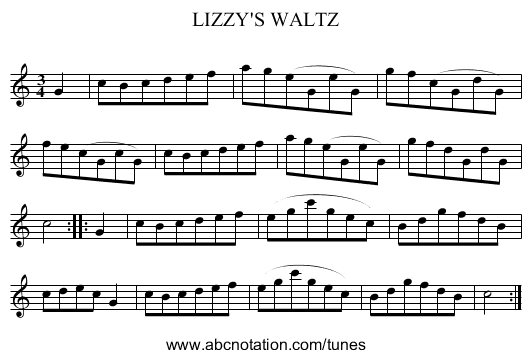 LIZZY'S WALTZ - staff notation