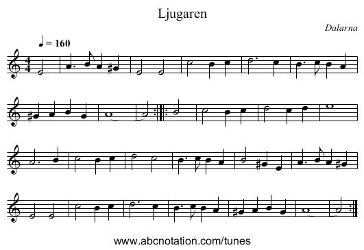 Ljugaren - staff notation