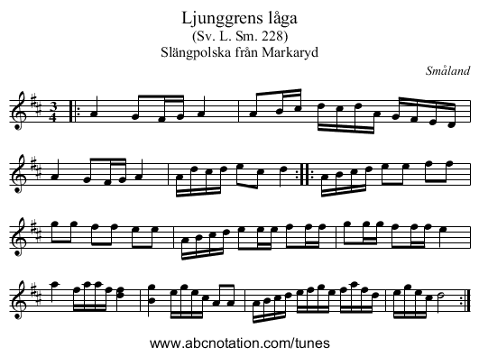 Ljunggrens låga - staff notation