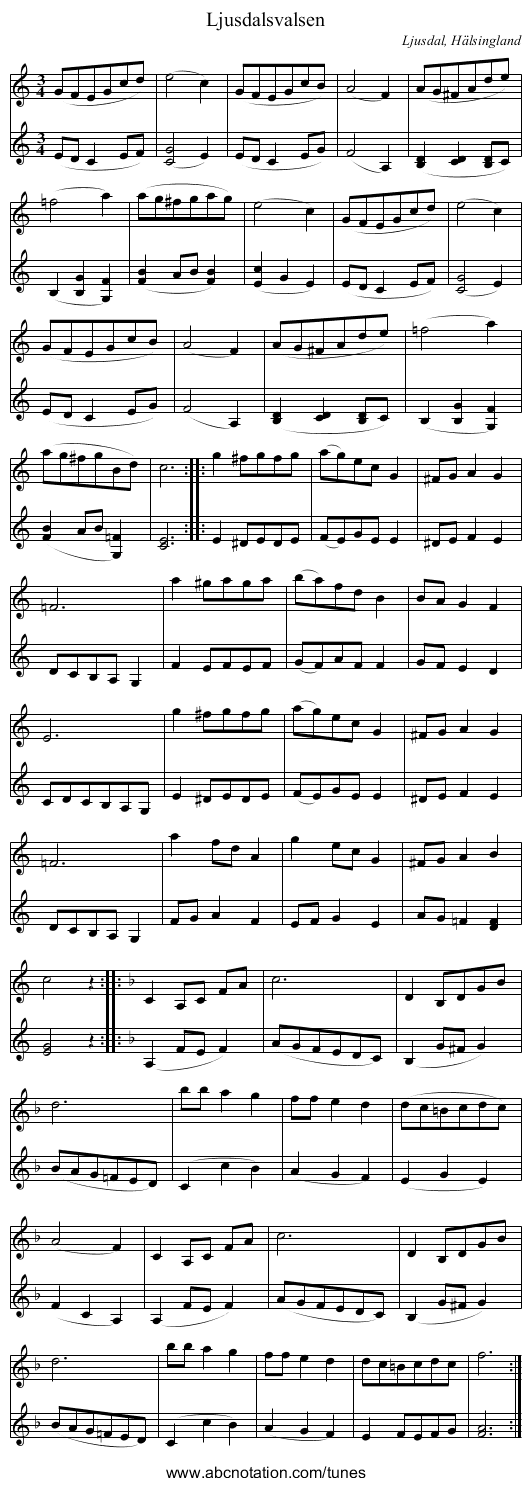 Ljusdalsvalsen - staff notation