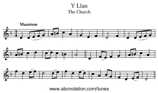 Llan, Y - staff notation