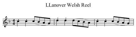 LLanover Welsh Reel - staff notation