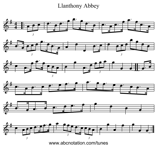 Llanthony Abbey - staff notation