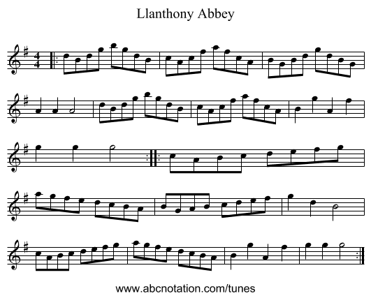 Llanthony Abbey - staff notation