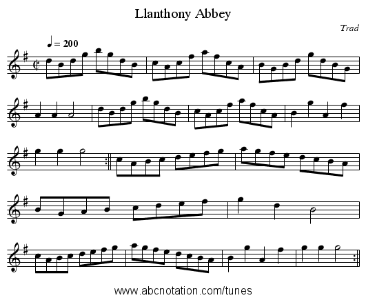 Llanthony Abbey - staff notation