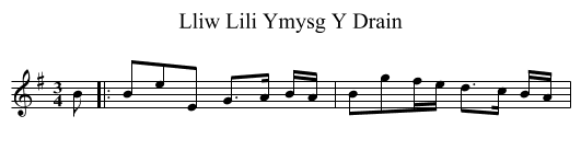 Lliw Lili Ymysg Y Drain - staff notation