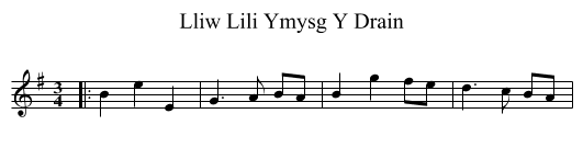 Lliw Lili Ymysg Y Drain - staff notation