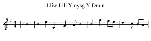 Lliw Lili Ymysg Y Drain - staff notation