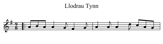 Llodrau Tynn - staff notation