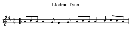 Llodrau Tynn - staff notation