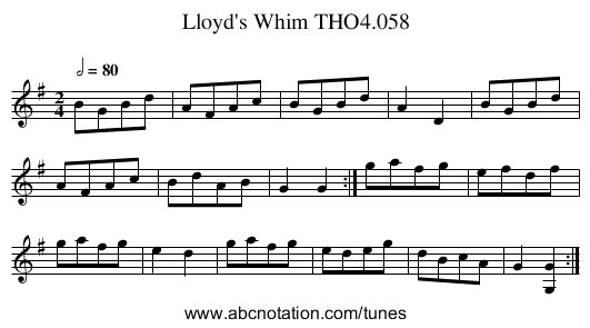 Lloyd's Whim THO4.058 - staff notation