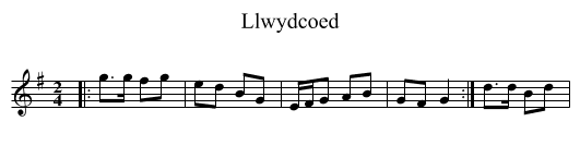 Llwydcoed - staff notation