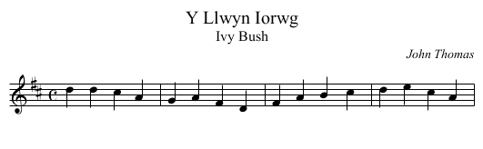Llwyn Iorwg, Y - staff notation