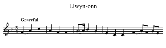 Llwyn-onn - staff notation