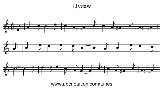Llydaw - staff notation