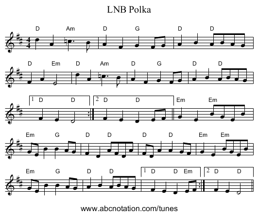 LNB Polka - staff notation
