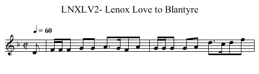 LNXLV2- Lenox Love to Blantyre - staff notation