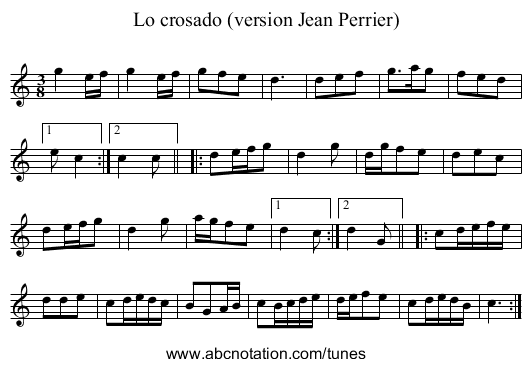 Lo crosado (version Jean Perrier) - staff notation