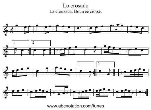 Lo crosado - staff notation