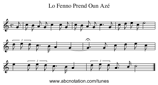 Lo Fenno Prend Oun Azé - staff notation