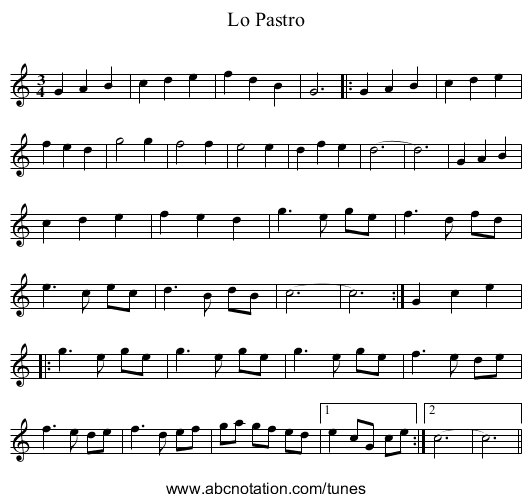 Lo Pastro - staff notation