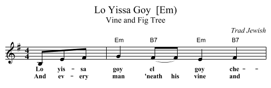 Lo Yissa Goy  [Em) - staff notation