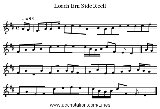 Loach Ern Side Reell - staff notation
