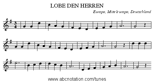 LOBE DEN HERREN - staff notation