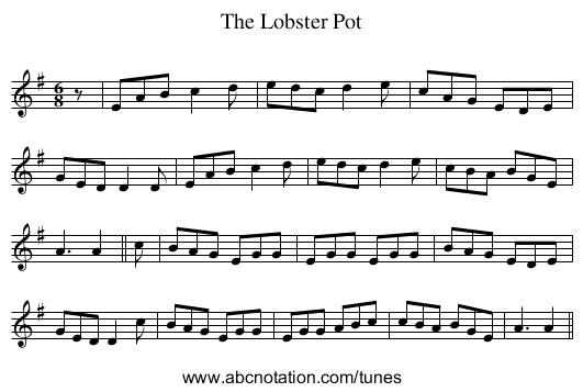 Lobster Pot, The - staff notation