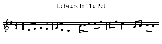 Lobsters In The Pot - staff notation