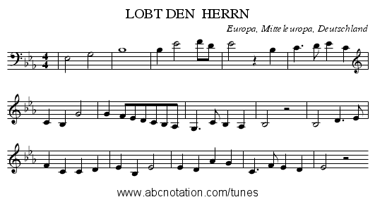 LOBT DEN  HERRN - staff notation