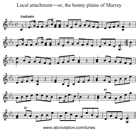 Local attachment—or, the bonny plains of Murray - staff notation