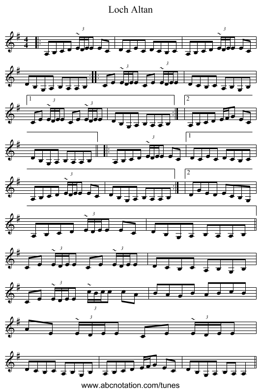 Loch Altan - staff notation