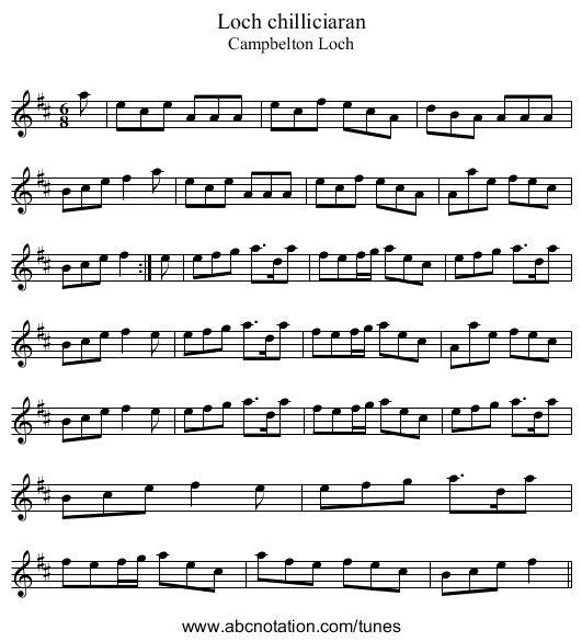 Loch chilliciaran - staff notation