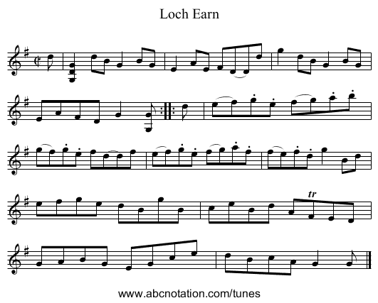 Loch Earn - staff notation
