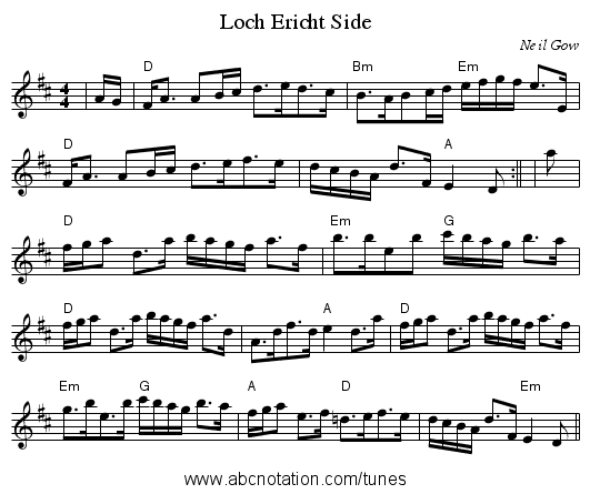 Loch Ericht Side - staff notation